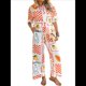 thumbnail image 3 of Conjunto de 2 Piezas de Chándal de Verano para Playa con Camisa de Corta y Botones para Mujer, Top Estampado, Pantalones Cortos de Descanso Flores de Frutos Blancos XL, 3 of 10