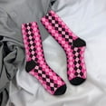 thumbnail image 5 of Rateoe pink and black argyle for Women Casual Calf Socks - Cute Crew Socks - Thin Soft Above Ankle Socks Size 5-11, 5 of 6