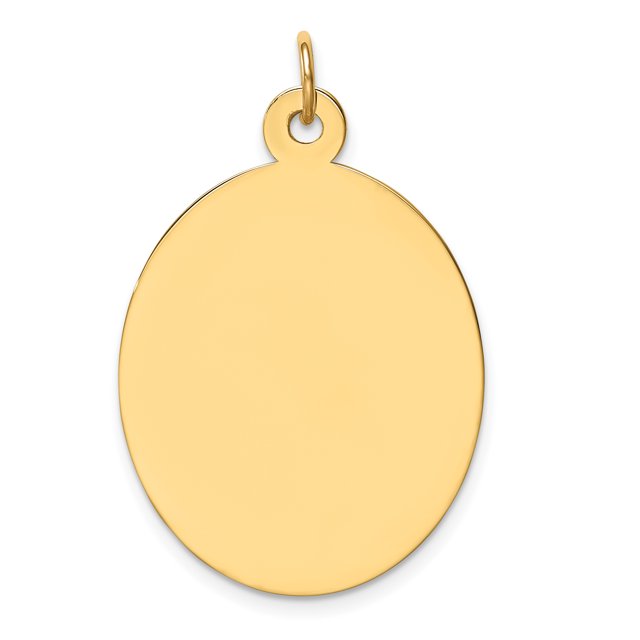 14K Yellow Gold Plain .035 Gauge Engravable Oval Disc Charm