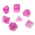 thumbnail image 5 of Kit de 7 piezas de dados poliédricos acrílicos para juegos de mazmorras//juegos de casino (D4, D6, Rosa blanca, 5 of 5