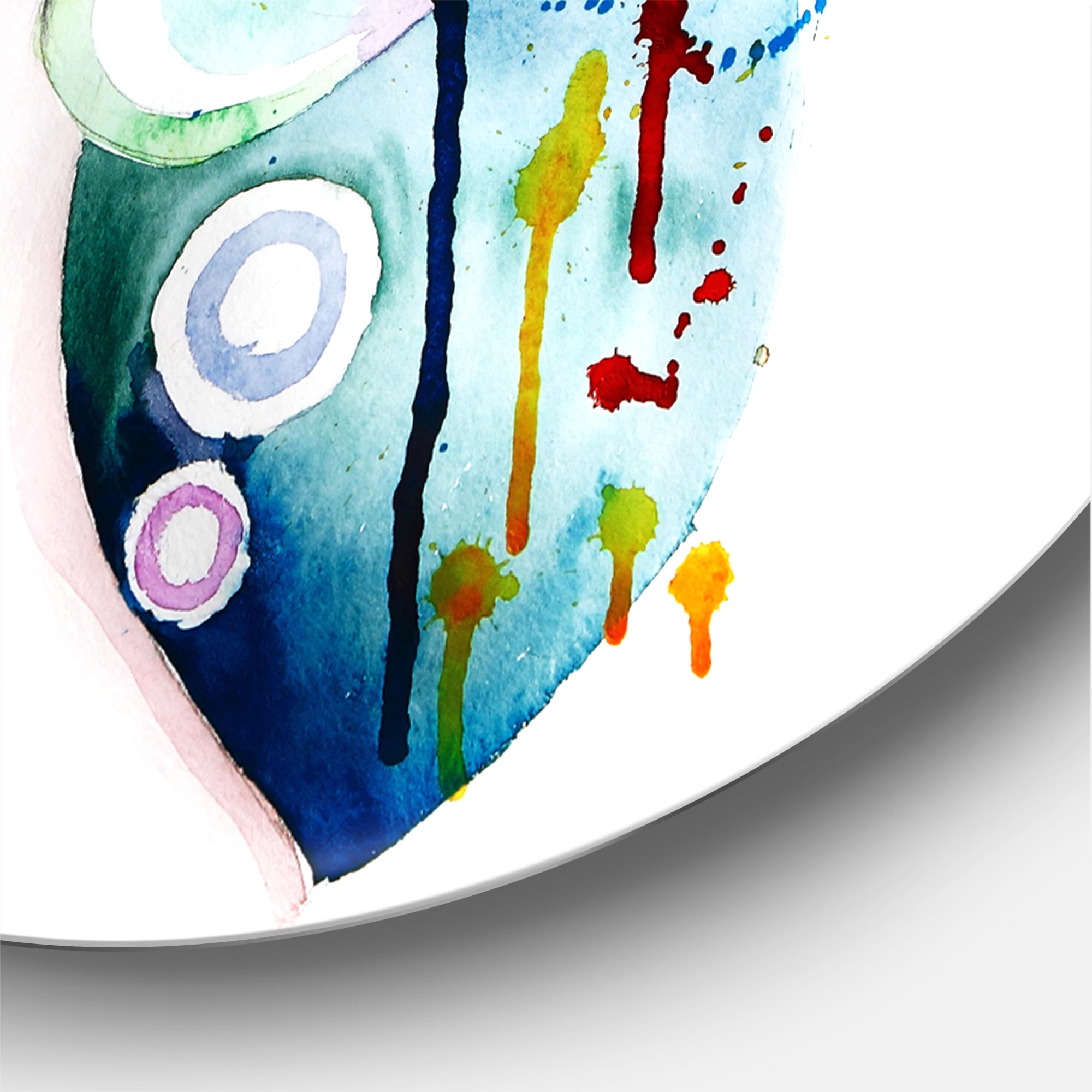 Designart 'Beautiful Young Woman With Colorful Hair' Traditional Circle Metal Wall Art 36x36 - Disc of 36