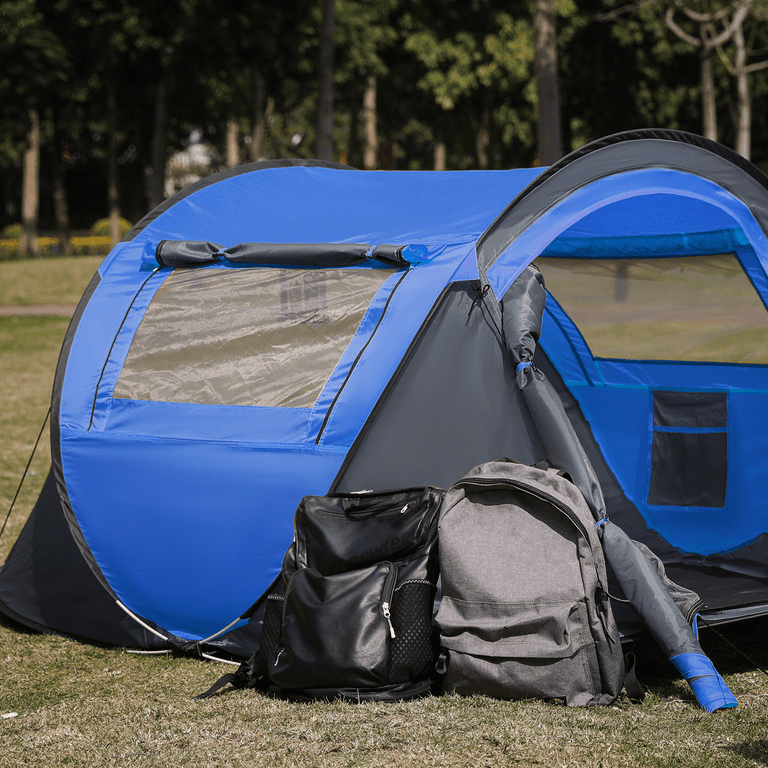 Magshion 3 Person Instant Pop Up Camping Tent Outdoor Easy Set Up Automatic Family Travel Tent Portable Backpacking Waterproof Shelter Tent Blue