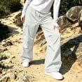thumbnail image 7 of DeHolifer Womens Cargo Pants Plus Size Solid Color Elastic Waisted Casual Ttrousers with Pocket White XL, 7 of 7