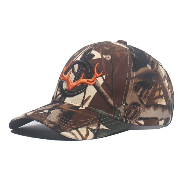 New Camo Baseball Cap Fishing Caps Men Outdoor Hunting Camouflage Jungle Hat 3D Elk Deer Head Hiking Casquette Hats (Adjustable,B)