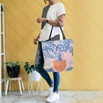 thumbnail image 4 of FORMRS Womens Canvas Tote Bag with Zipper Inner Pocket Shoulder Handbag, Pink Leaves, 4 of 7