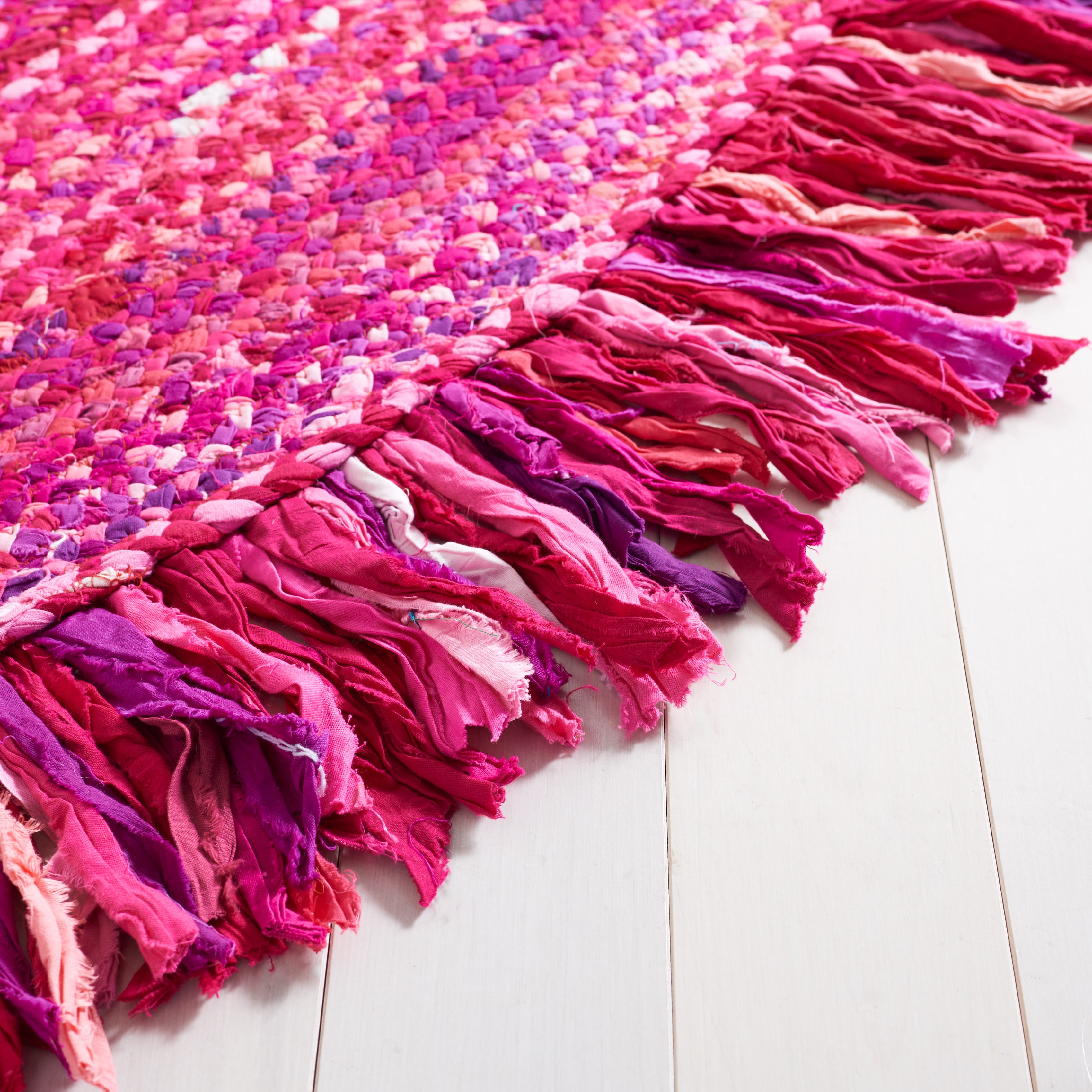 SAFAVIEH Braided Paisley Transitional Cotton Reversible Area Rug, Pink/Fuchsia, 6' x 9' Oval