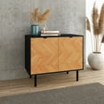 thumbnail image 2 of Manhattan Comfort Liam Accent Cabinet from Engineered Wood in Black & Wood, 2 of 10