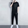 thumbnail image 5 of Conjuntos de camiseta y pantalones, ropa deportiva de corte regular, lisa y estética, para hombre, chándal de alta calidad, ropa de lujo S, 5 of 5