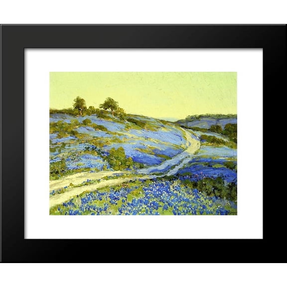 Bluebonnets, Late Afternoon 20x24 Framed Art Print by Onderdonk, Robert Julian
