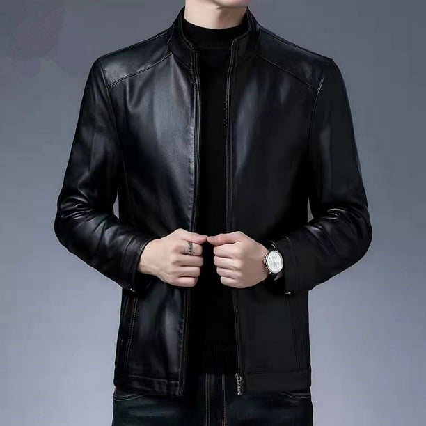 Chaqueta de cuero Chaqueta de cuero para hombre Abrigo casual para hombre Otoño e invierno Chaqueta de cuero para hombre