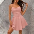 thumbnail image 5 of Aimik Women's Corset Mini Dress Summer Spaghetti Strap Ruched Front Solid Mini Skater Dress A-Line Flowy Short Dress, 5 of 6