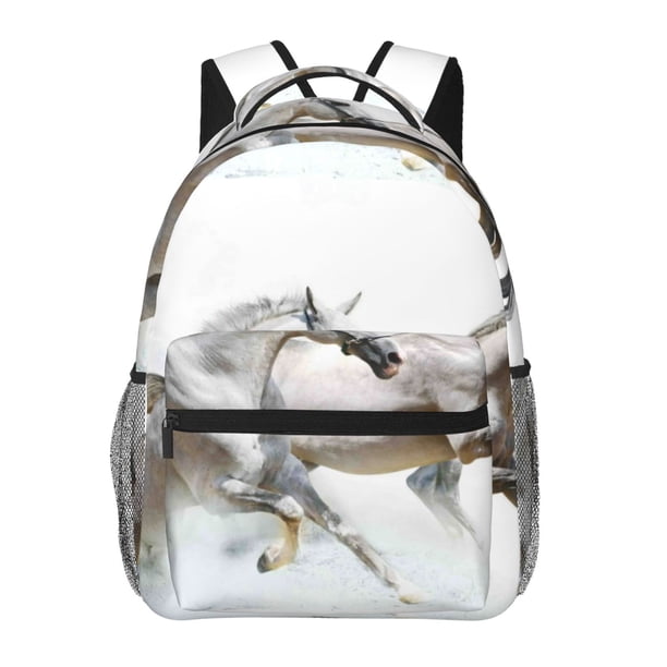 Disketp Running White Horses Mochila Estampada para Hombre y Mujer – Mochila Ligera Clásica con Múltiples Bolsillos para Universidad, Trabajo y Viajes-One Size