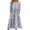 Blue, variant on Petite Floral Maxi Dress with Side Slits, Crew Neck Short Sleeve & Pockets, Boho Chic Style for Small Frame Women 2025 Summer