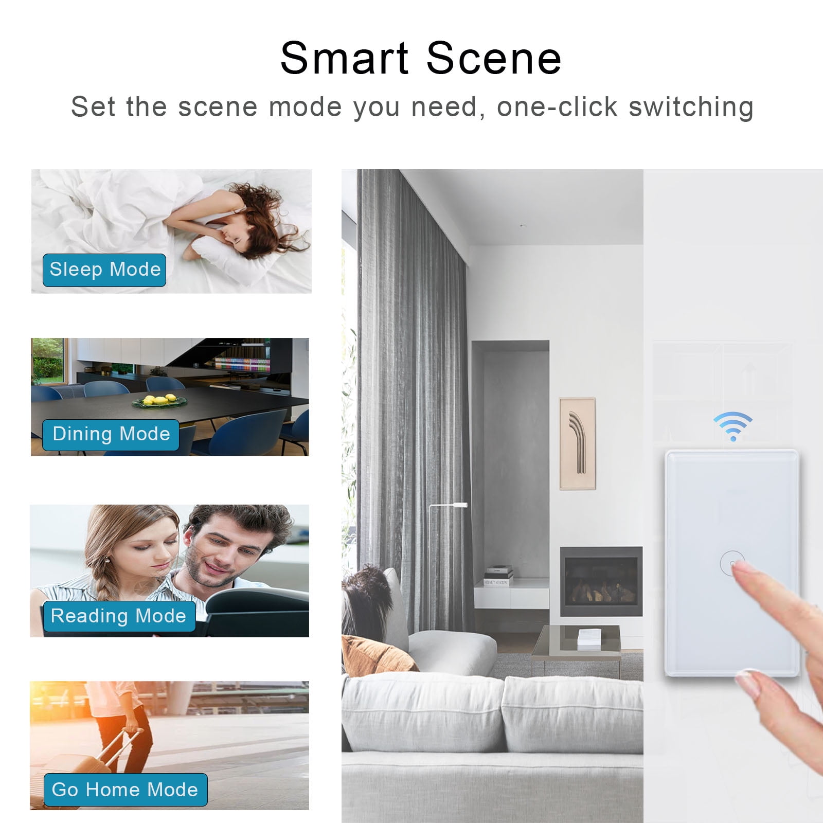 Gantch ZigBee Smart Touch Wall Light Switch,Requires Tuya ZigBee Hub,N+L Wiring,No Capacitor,Smart Life Tuya 1/2/3/4 Way Remote Control, Work with Alexa Google Home, 2MQTT,1 Gang White