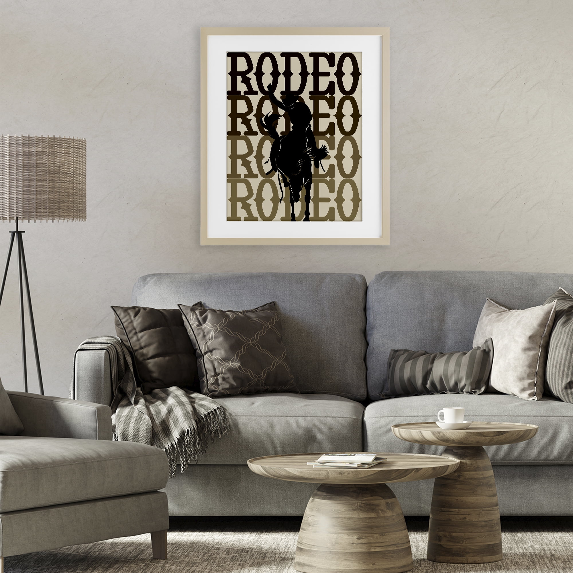 Stupell Industries Rodeo Gradient Cowboy Birch Framed Print Under Glass, design by CAD Designs