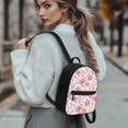 thumbnail image 3 of Eheartsgir Pink Peony Floral Print Small Backpack, Easy to Carry Polyester Mini Backpack Purse for Work Outing, Lightweight Travel Backpack for Women, 3 of 8