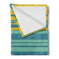 thumbnail image 2 of Yellow and Blue Soft Flannel Fleece Throw Blanket, Horizontal Abstract Color Stripes Lines Simplistic Modern Art Print, Cozy Plush for Indoor and Outdoor Use, 50" x 60", Teal Turquoise, by Ambesonne, 2 of 5
