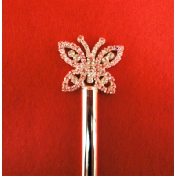 Charmed 11" Butterfly Scepter. Beautiful Rhinestone Butterfly; Pink