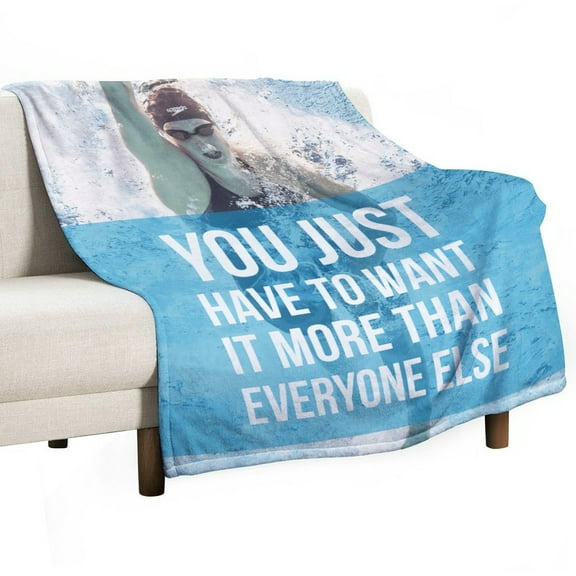 Great Swimmers Katie Ledecky Quotations Poster Luxury Flannel Blanket - Super Soft Anti-Static Plush Warm Blanket for Sofa Bed - Extra Large Cozy Blanket for Men and Women, Home Decor Gift.