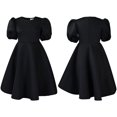 thumbnail image 4 of Mode d'Été Robe Élégante Col Rond Manches Bouffantes Robe Femmes, 4 of 4