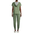 thumbnail image 3 of Hanes Women’s Short Sleeve Hoodie and Pajama Cargo Pant Set, 3 of 6