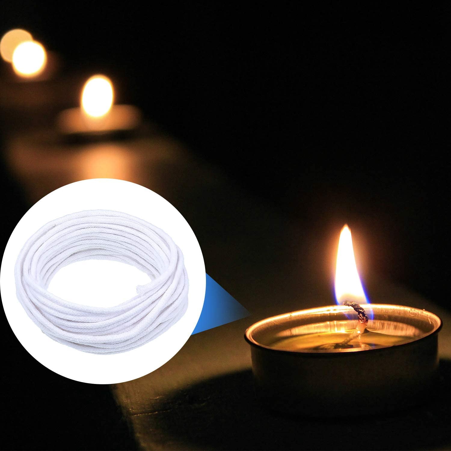 29.5 Feet 0.1 inch/ 2.6 mm Oil Lamp Wicks, Round Cotton Replacement Candle for Kerosene Alcohol Lantern Burner Stove Lighting and Decoration