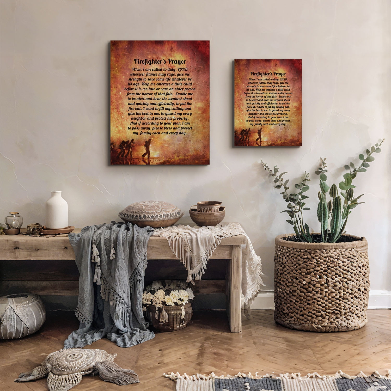 Firefighter Prayer Canvas Print, Firefighter Gifts For Men, Firefighter Decor, Ready To Hang for Living Room Home Wall Decor 11x14