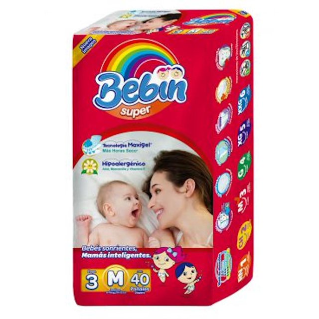 Pack de 4 Pañal mediano Bebin Super de 40pzas Bebin Super Mediano