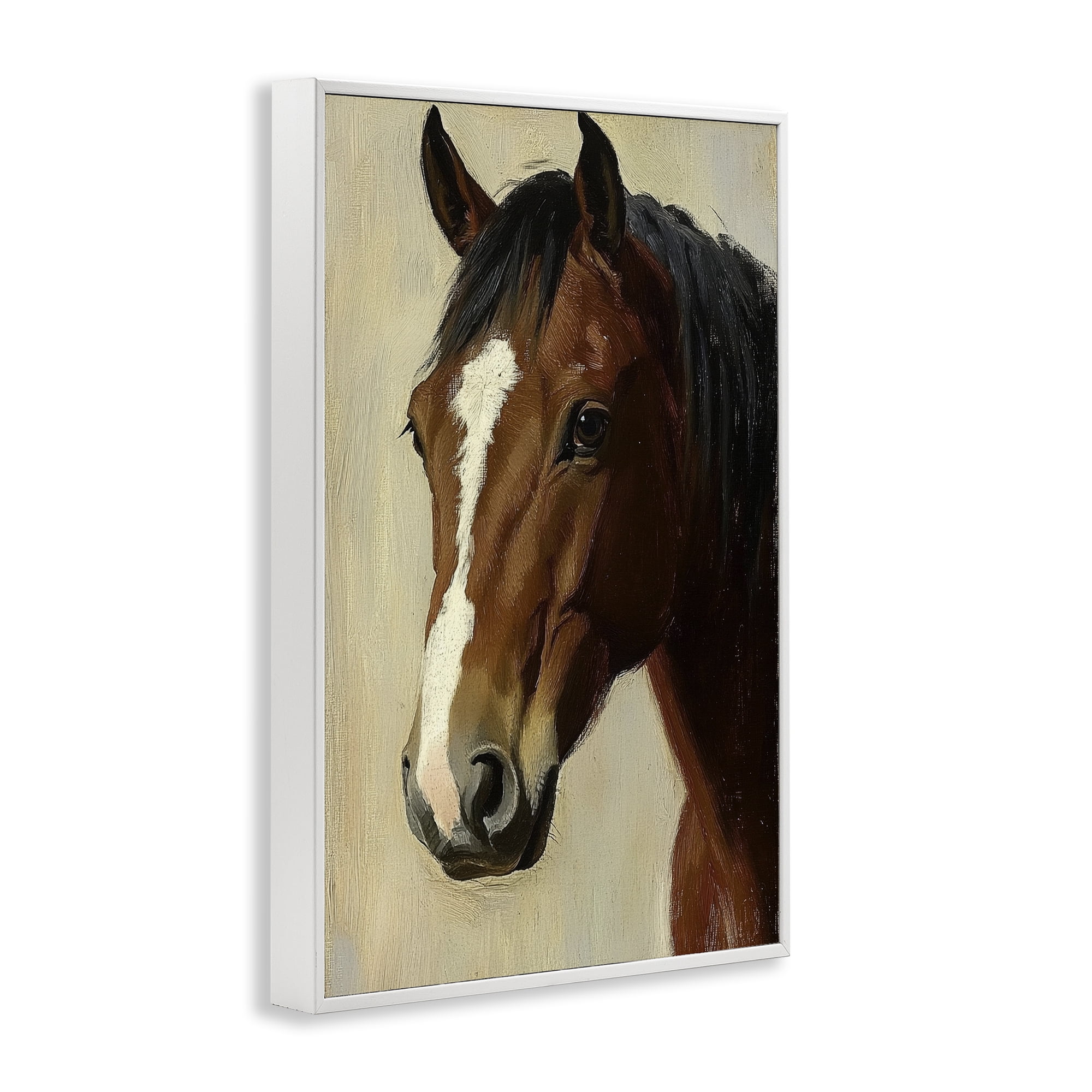 Stupell Industries Beautiful Brown Horse Portrait White Framed Giclee Art, design by Petal Prints Design