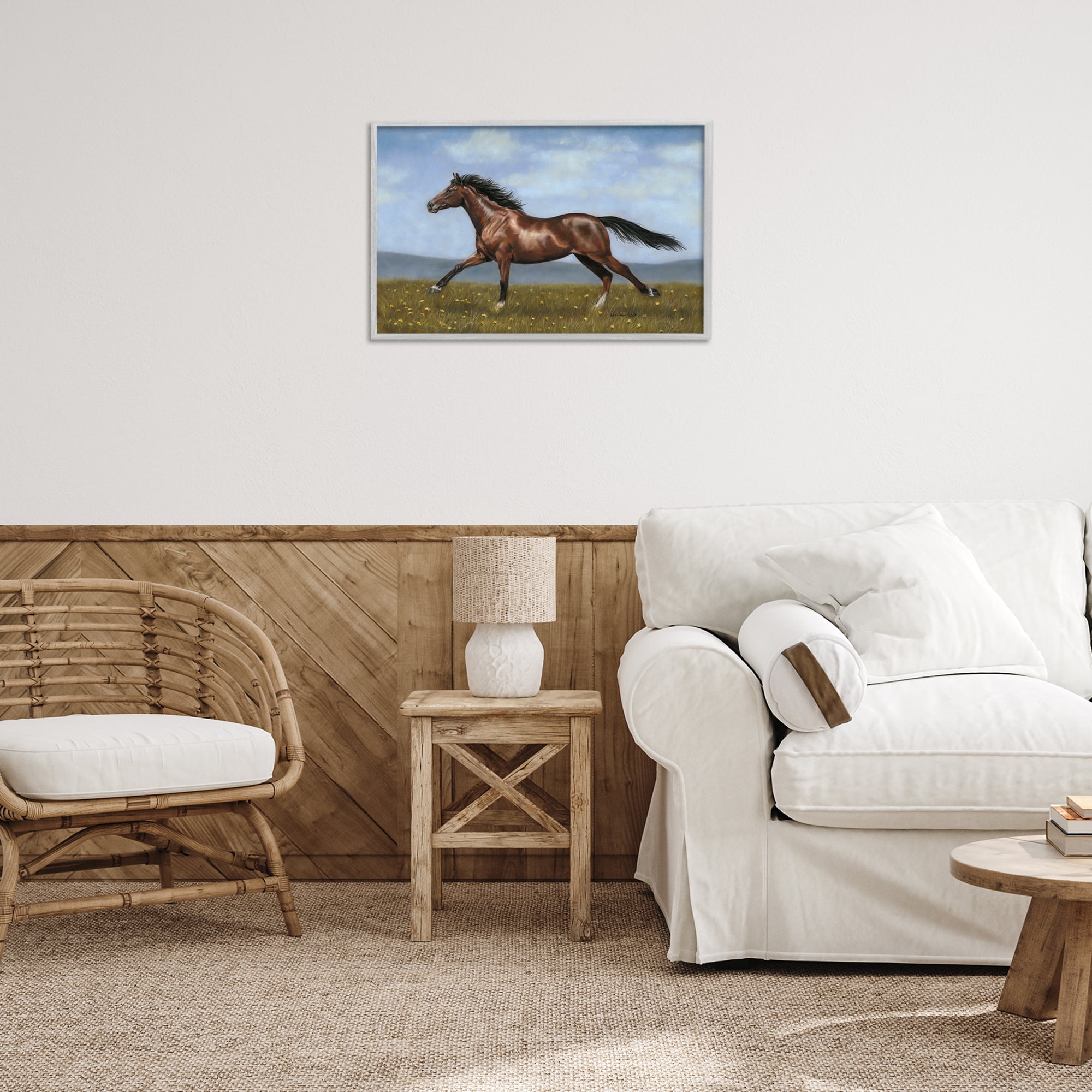 Stupell Industries Brown Running Mare Animals & Insects Painting Gray Framed Art Print Wall Art, 24 x 16