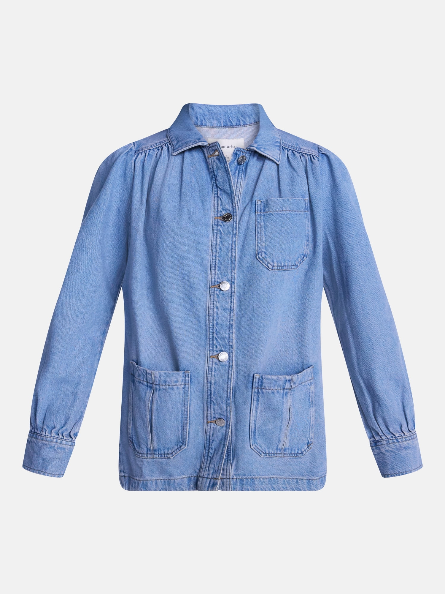 Scenario Women's and Women's Plus Chore Jacket with Long Puff Sleeves, Sizes XS-4X