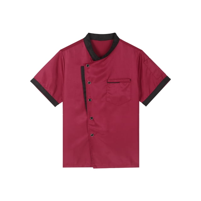 Choomomo Chef Coat Unisex Breathable Mesh Chef Jacket Contrast Color Uniform Professional Hotel Kitchen Cooking Coat Red L