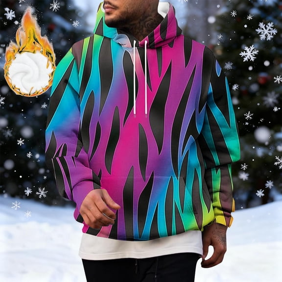 Goodtrade8 Men's Hoodies Sweatshirt Hooded Fleece Pullover Sweatshirt with Pocket Long Sleeve Casual Printed Heavyweight Mens Sweatshirts Winter