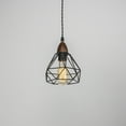 thumbnail image 3 of KAYYELAMP H-Type Track Lamp Black Metal Cage Shade,Walnut Base E26 Connection,Adjusted Cord,Track Pendant Light for Kitchen Dining Table Loft,(No Bulb, Track), 3 of 7