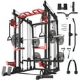 thumbnail image 3 of Hlivelood Smith Machine Home Gym, 2000LBS Multi-Function Power Cage Rack with LAT-Pull Down System and Cable Crossover Machine, 3 of 10