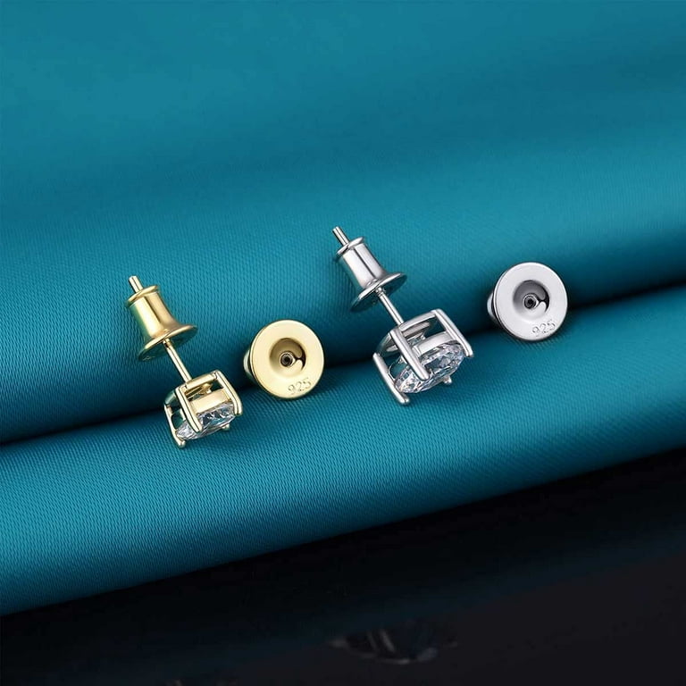 DELORIGIN 6 Pairs 925 Sterling Silver Earring Backs for Studs Gold Bullet  Earring Backs Replacements Gentle and Safe Secure Ear Locking Heavy Earring