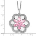 thumbnail image 7 of Sterling Silver CZ Pretty in Pink 18in Flower Necklace and Pendant, 7 of 7