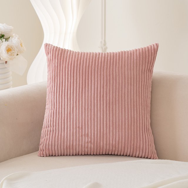 Funda de almohada de pana a rayas de color sólido de estilo nórdico, funda para cojín de sofá de sala de estar, funda de almohada decorativa para el hogar