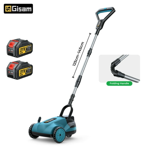 Gisam Brushless Lawn Mower Cordless 9 in Small Electric Handy Grass Mowers Lightweight, 3 Height Adjustments with 2x 4.0Ah Battery and Charger