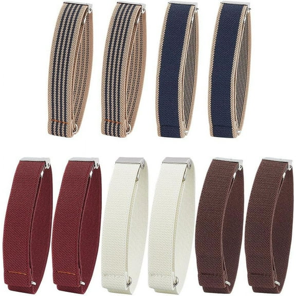 5 Pairs Elastic Adjustable Armband 5 Colors Polyester Non-Slip Shirt Sleeve Holders Sleeve Bands Arm Shirt Garters Hold up Sleeve Garters for Men and Women Shirt Stay