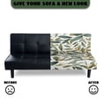 thumbnail image 5 of SCRAWLGOD Leaf Print Sofa Cover Armless Couch Cover for 3 Cushion Couch Washable Anti Wrinkle Furniture Protector Soft Sofa Slipcover with Elastic Bottom for Dogs, 5 of 9