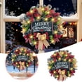 thumbnail image 2 of 17.7 Inch Buffalo Check Christmas Wreath, Farmhouse Winter Wreath with Burlap Ribbon for Front Door, Indoor Outdoor Holiday Decor for Fireplace, Wall, and New Year Celebration, 2 of 5