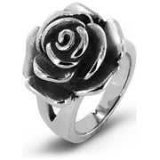 ELYA Jewelry Women's Blooming Rose Cocktail Steel Ring (20mm)