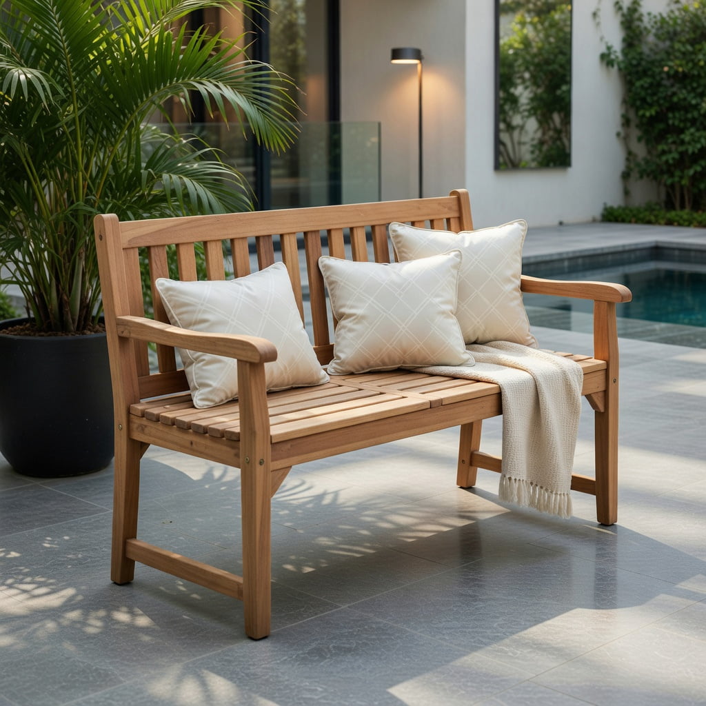 Hommoo Fir Wood Outdoor Patio Bench with Built-in Planter Boxes, 2-Person Seating & Dual Flower Beds for Garden, Backyard, Deck, Natural