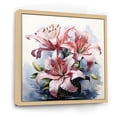 thumbnail image 2 of Designart "Watercolor Pink Lilies in Bloom II" Floral Framed Wall Art - Pink Lily Hallway Framed Wall Art Decor, 2 of 6
