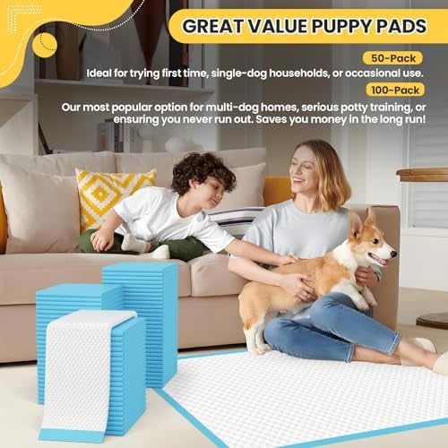 Extra Large Puppy Pads 50 Count | 30x26 Inch XL Potty Pads for Dogs | Super Absorbent Disposable Dog Pads Heavy Duty | Piddle Pads for Pet Training