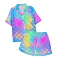 thumbnail image 4 of Vêtements pour Fille Tout-Petit Pyjamas Thermiques Mode Enfants Imprimé Boutonné Col à Revers Manches Courtes Ensemble de Pyjamas Shorts, 4 of 4