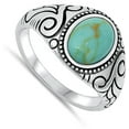 thumbnail image 4 of CHOOSE YOUR COLOR Bali Simulated Turquoise Ring .925 Sterling Silver Band Blue CZ Female Size 6, 4 of 4