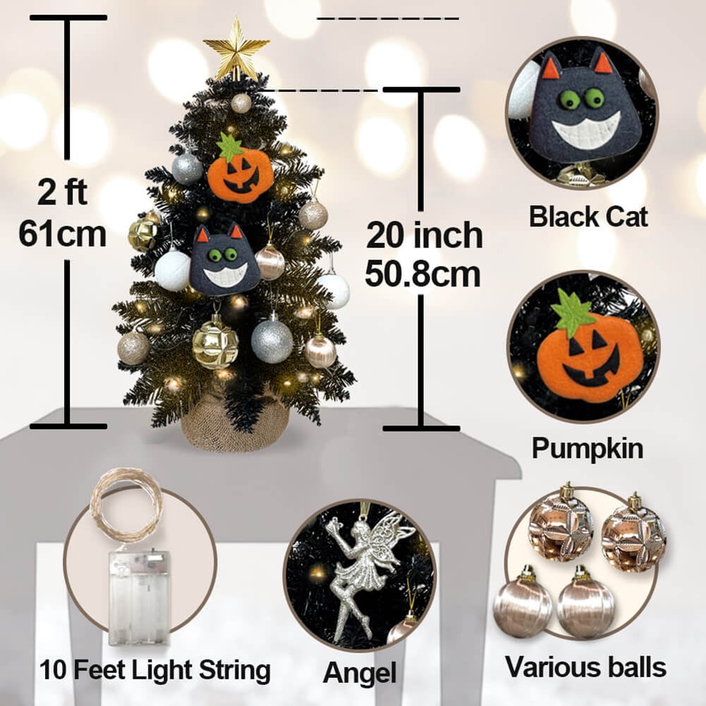 Kadyn Small Christmas Tree, 2ft Mini Christmas Tree, Artificial Small Desktop Xmas Tree with Tree Ornaments, for Christmas Thanksgiving Decorations-I Kadyn Small Christmas Tree, 2ft Mini Christmas Tree, Artificial Small Desktop Xmas Tree with Tree Ornaments, for Christmas Thanksgiving Decorations-I