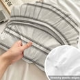 thumbnail image 4 of Cal.King Size Fitted Sheet Set - Striped Farmhouse 3 Piece Bedding Sets 16" Deep Pocket Fitted Sheet with 2 Pillowcases, Light Brown Vintage Rustic Lines Simple Brushed Microfiber Hotel Bed Sheets, 4 of 9